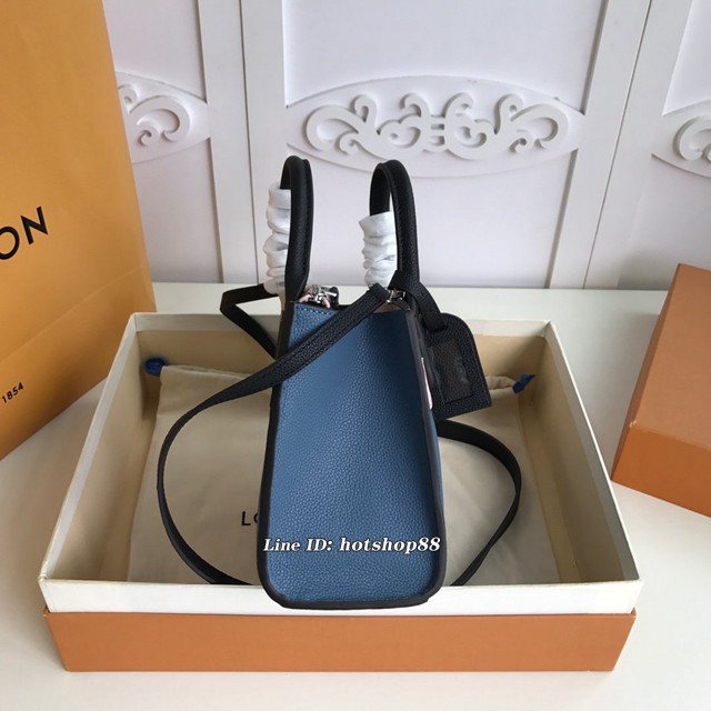 路易威登LV女包 LV拼色全皮手提肩背女包 M53804 藍粉 2019年春夏新款 路易威登City Steamer迷你手袋 xxlv1245